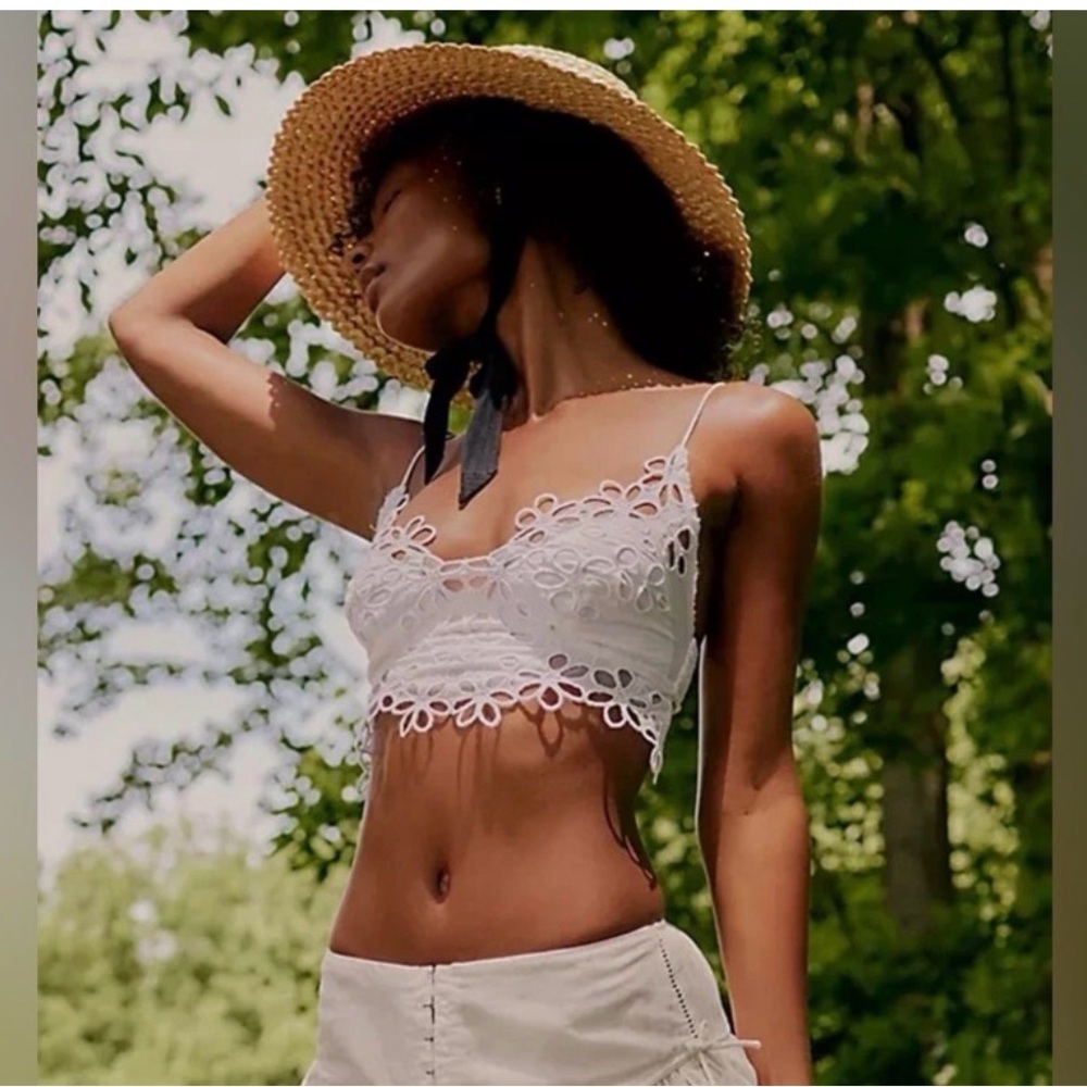 New Free People Asteria White Bralette Crop Top